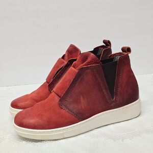 Miz Mooz Laurent Burgundy Red Genuine Leather High Top Sneaker Shoe Size 8.5